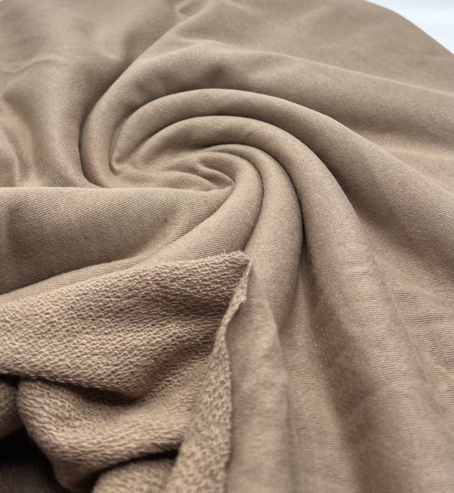 Stone Thick French Terry Loopback Cotton Jersey 290 GSM 95/5 Lycra 2 Way Stretch - T9 Fabrics